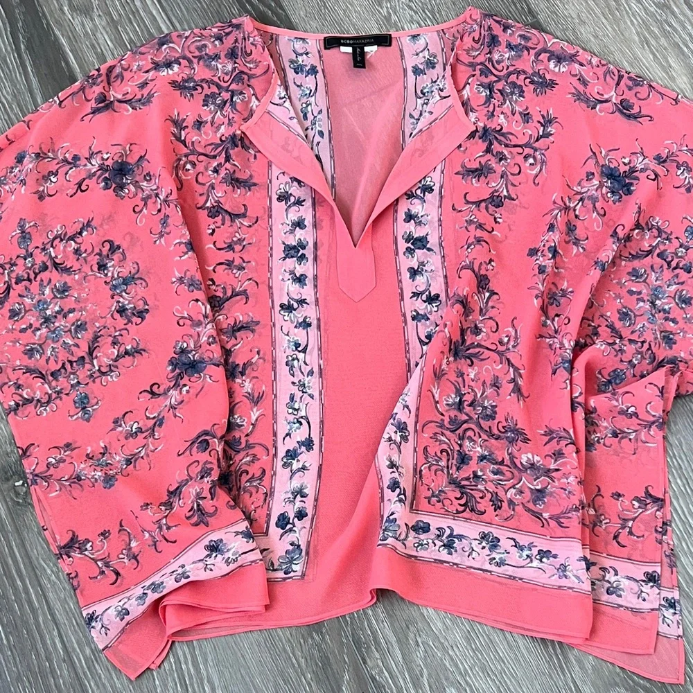 BCBG maxazria women’s floral sheer top - Picture 6 of 6